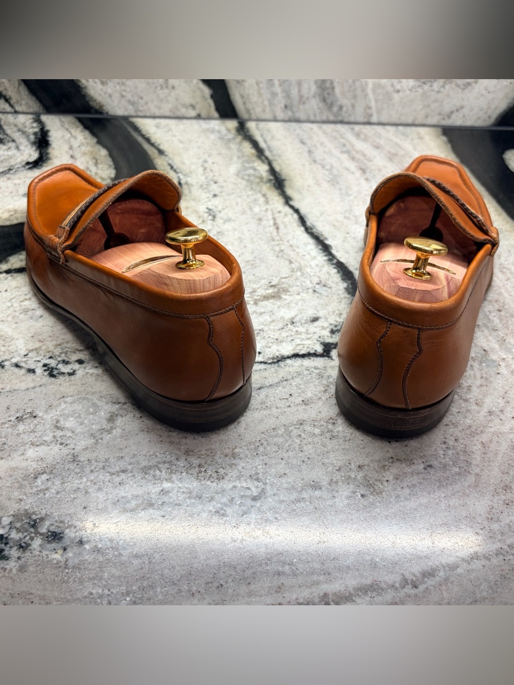Barrett Cognac Leather Loafers Made In Italy Mens 10.5 US Luxury Designer Shoes - Picture 6 of 8